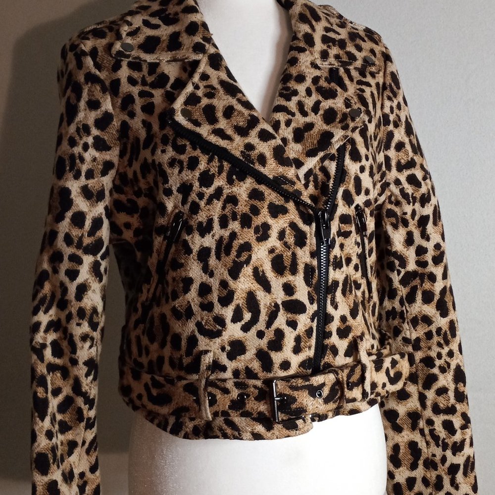 CATHERINE MALANDRINO - MOTORCYCLE JACKET - VERUCA LEOPARD PRINT - SIZE 6 (NWT)